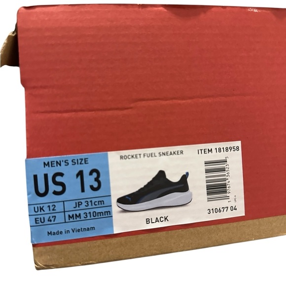 Puma Black Sneakers with Blue Highlights Mens Rocket Fuel Mesh Sport Size 13 - Picture 9 of 9